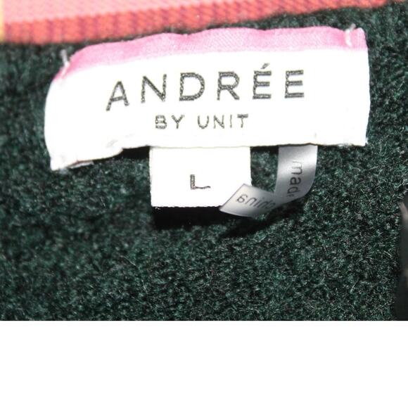 Andrée by Unit Green White Striped Sweater Button Back Women’s Large - Picture 4 of 5